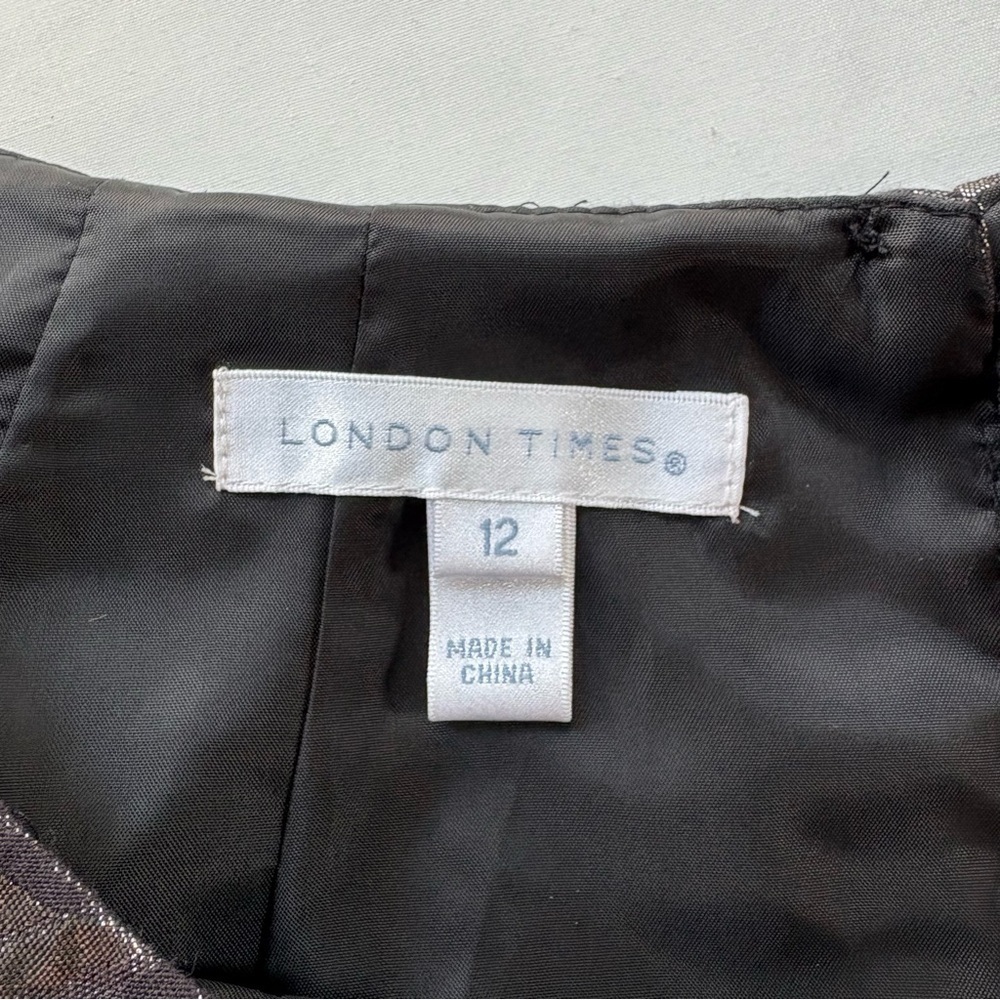 London Times Brocade Empire Waist Dress Size 12 - Picture 8 of 9